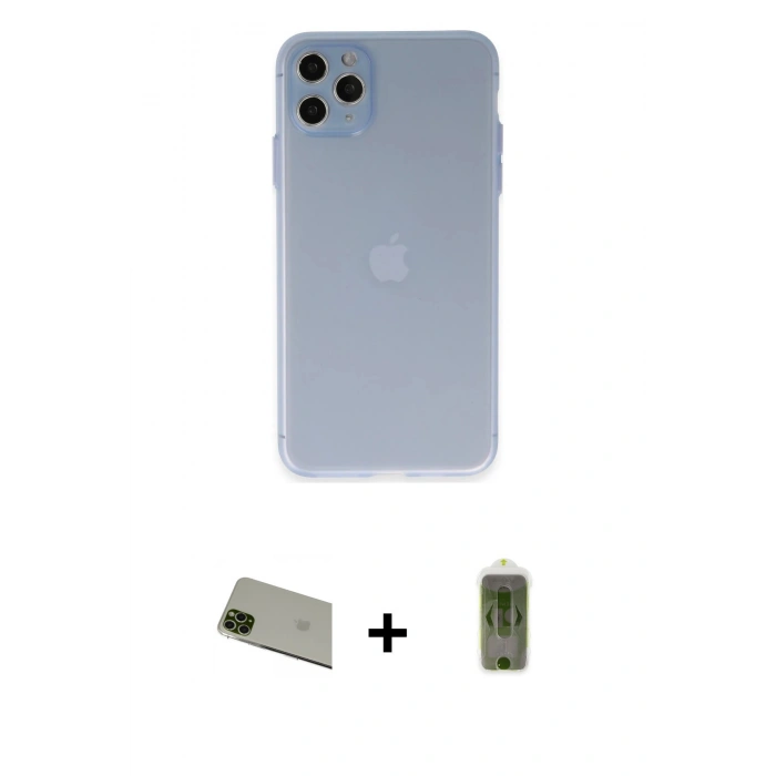 MARSİLYAN™- iPhone 11 Pro Max Kılıf Atlas Minimal Prime - Siyah Joko Magic 5D Hayalet Cam + Rainbow Kamera Lens Koruma Cam - YL