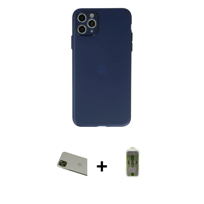 MARSİLYAN™- iPhone 11 Pro Max Kılıf Atlas Minimal Prime - Siyah Joko Magic 5D Hayalet Cam + Rainbow Kamera Lens Koruma Cam - YL