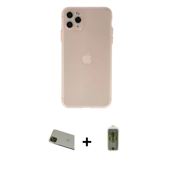 MARSİLYAN™- iPhone 11 Pro Max Kılıf Atlas Minimal Prime - Siyah Joko Magic 5D Hayalet Cam + Rainbow Kamera Lens Koruma Cam - YL