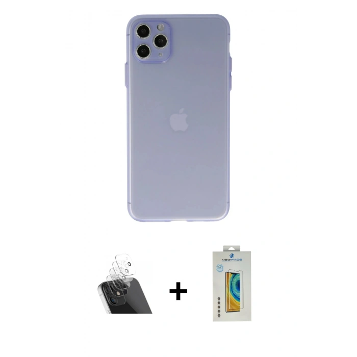 MARSİLYAN™- iPhone 11 Pro Max Kılıf Atlas Minimal Prime - Siyah Polymer Nano Ekran Koruyucu + Kamera Lens Koruma Cam - SF