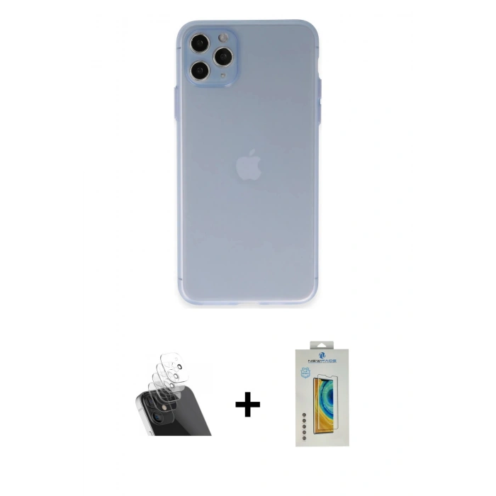MARSİLYAN™- iPhone 11 Pro Max Kılıf Atlas Minimal Prime - Siyah Polymer Nano Ekran Koruyucu + Kamera Lens Koruma Cam - SF