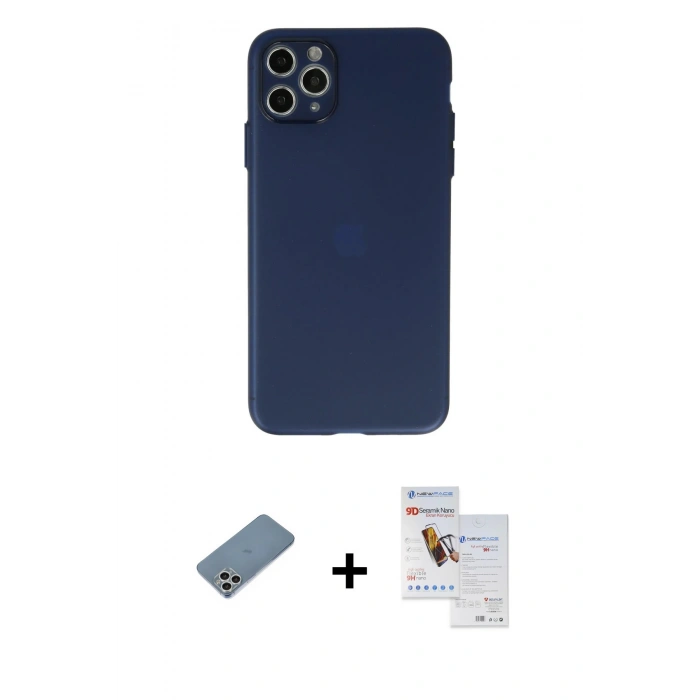 MARSİLYAN™- iPhone 11 Pro Max Kılıf Atlas Minimal Prime - Siyah Seramik Nano Ekran Koruyucu + Shine Kamera Lens Koruma Cam - GS