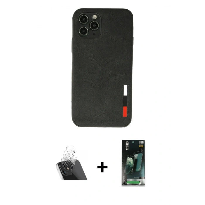 MARSİLYAN™- iPhone 11 Pro Max Kılıf Doruk Asil Koleksiyonu - Şeffaf 360 Full Body Arka Koruyucu + Kamera Lens Koruma Cam - SF