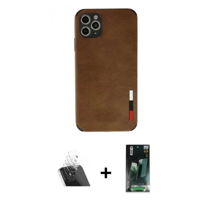 MARSİLYAN™- iPhone 11 Pro Max Kılıf Doruk Asil Koleksiyonu - Şeffaf 360 Full Body Arka Koruyucu + Kamera Lens Koruma Cam - SF