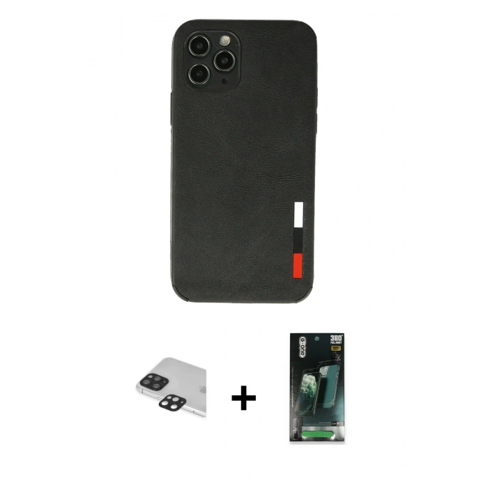 MARSİLYAN™- iPhone 11 Pro Max Kılıf Doruk Asil Koleksiyonu - Şeffaf 360 Full Body Arka Koruyucu + Pers Alüminyum Kamera Lens - SH