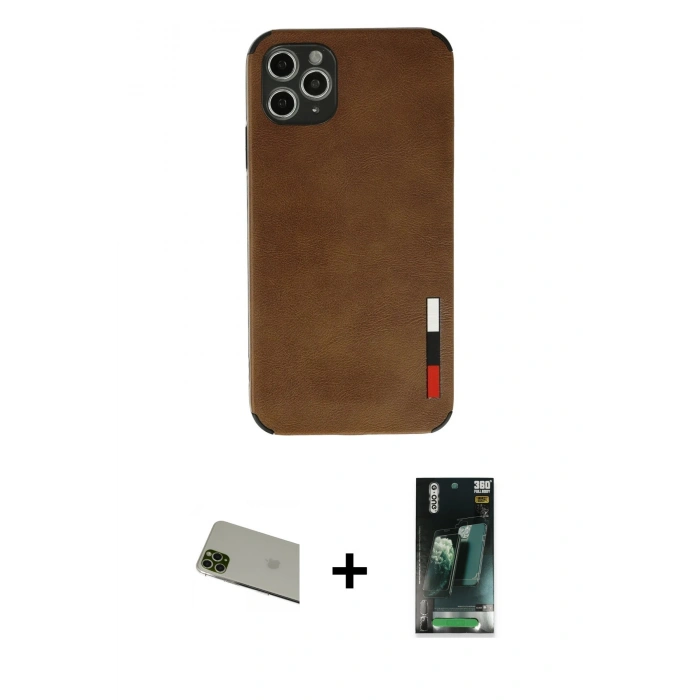 MARSİLYAN™- iPhone 11 Pro Max Kılıf Doruk Asil Koleksiyonu - Şeffaf 360 Full Body Arka Koruyucu + Rainbow Kamera Lens Koruma Cam - YL