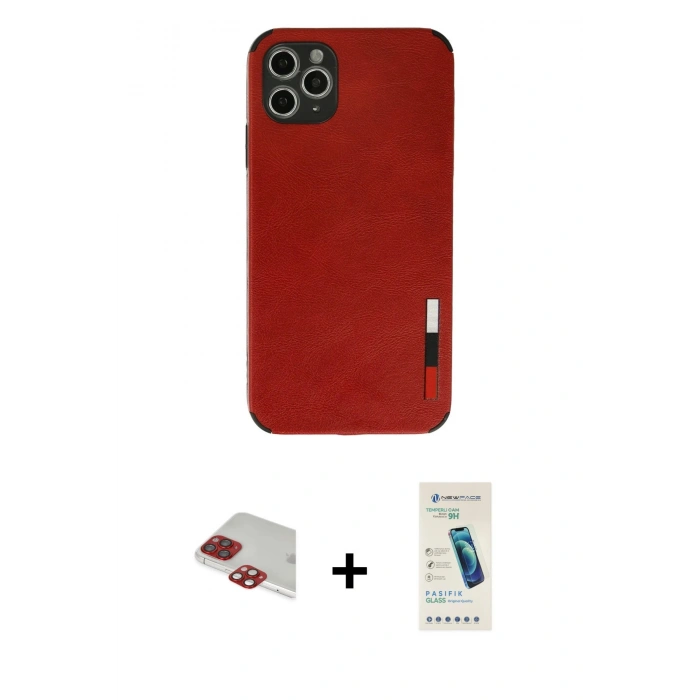 MARSİLYAN™- iPhone 11 Pro Max Kılıf Doruk Asil Koleksiyonu - Şeffaf Pasifik Cam Ekran Koruyucu + Pers Alüminyum Kamera Lens - KI
