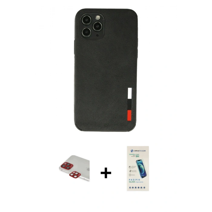 MARSİLYAN™- iPhone 11 Pro Max Kılıf Doruk Asil Koleksiyonu - Şeffaf Pasifik Cam Ekran Koruyucu + Pers Alüminyum Kamera Lens - KI