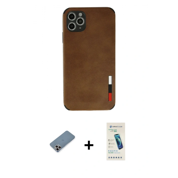 MARSİLYAN™- iPhone 11 Pro Max Kılıf Doruk Asil Koleksiyonu - Şeffaf Pasifik Cam Ekran Koruyucu + Metal Kamera Lens Koruma Cam - MR