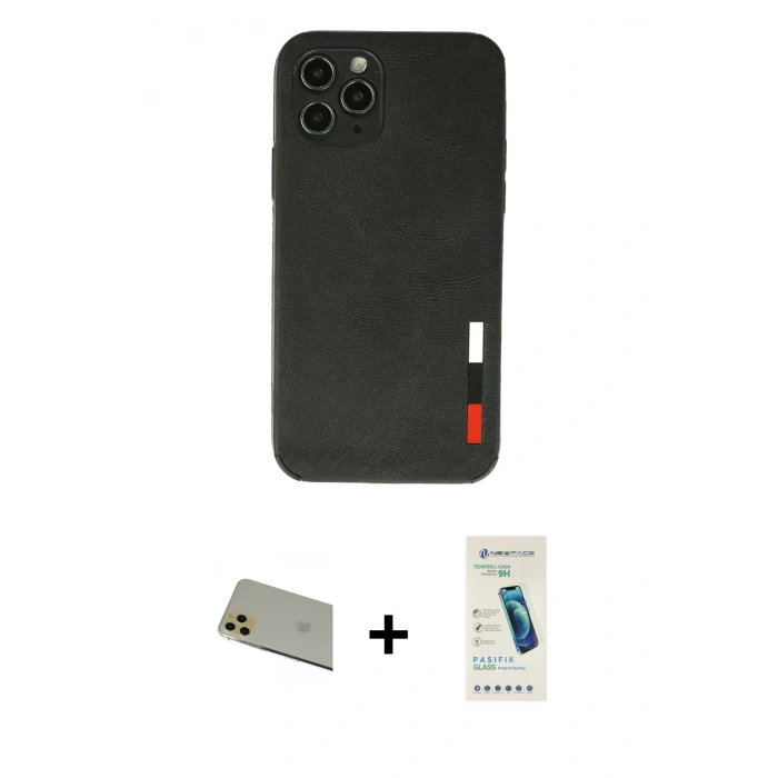 MARSİLYAN™- iPhone 11 Pro Max Kılıf Doruk Asil Koleksiyonu - Şeffaf Pasifik Cam Ekran Koruyucu + Rainbow Kamera Lens Koruma Cam - GD