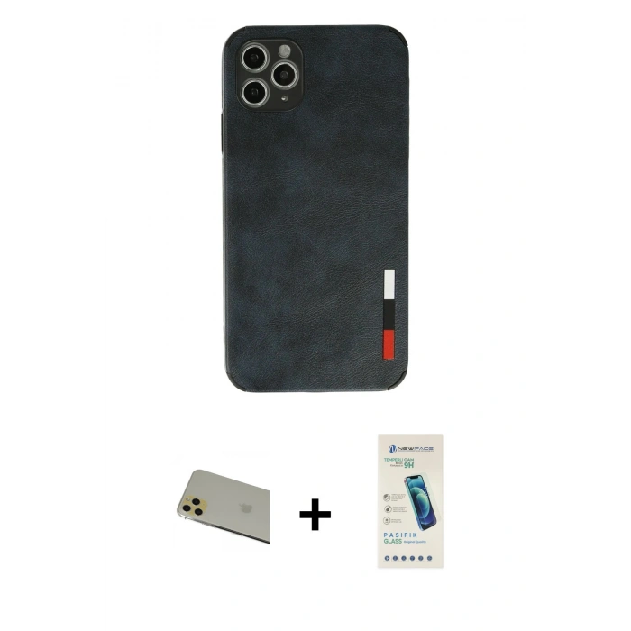 MARSİLYAN™- iPhone 11 Pro Max Kılıf Doruk Asil Koleksiyonu - Şeffaf Pasifik Cam Ekran Koruyucu + Rainbow Kamera Lens Koruma Cam - GD