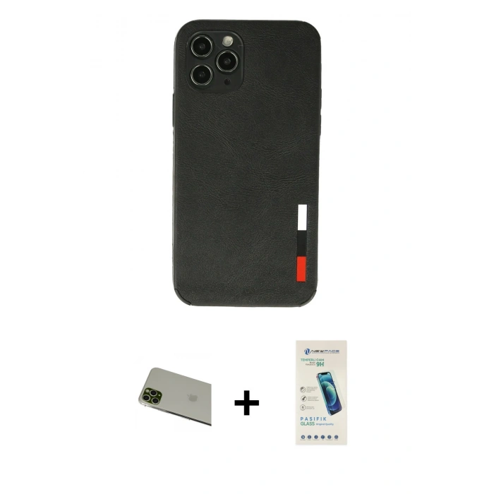MARSİLYAN™- iPhone 11 Pro Max Kılıf Doruk Asil Koleksiyonu - Şeffaf Pasifik Cam Ekran Koruyucu + Rainbow Kamera Lens Koruma Cam - YL