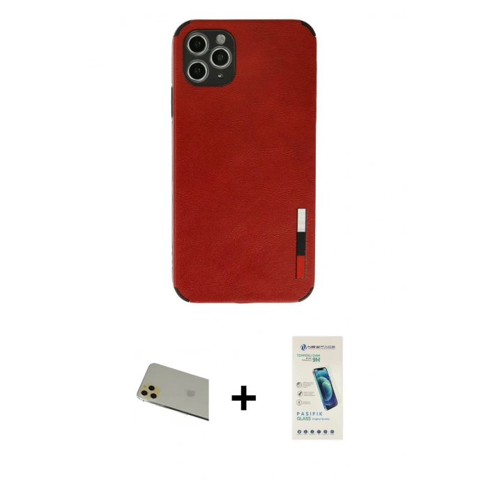 MARSİLYAN™- iPhone 11 Pro Max Kılıf Doruk Asil Koleksiyonu - Şeffaf Pasifik Cam Ekran Koruyucu + Rainbow Kamera Lens Koruma Cam - GD