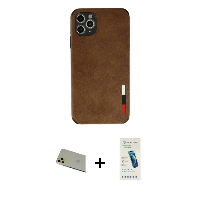 MARSİLYAN™- iPhone 11 Pro Max Kılıf Doruk Asil Koleksiyonu - Şeffaf Pasifik Cam Ekran Koruyucu + Rainbow Kamera Lens Koruma Cam - GD