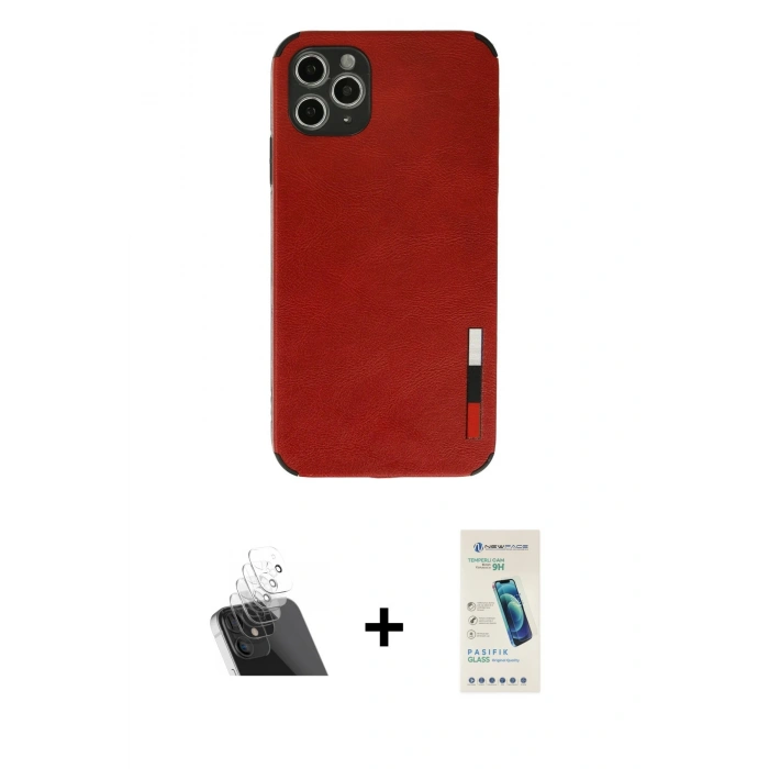MARSİLYAN™- iPhone 11 Pro Max Kılıf Doruk Asil Koleksiyonu - Şeffaf Pasifik Cam Ekran Koruyucu + Kamera Lens Koruma Cam - SF