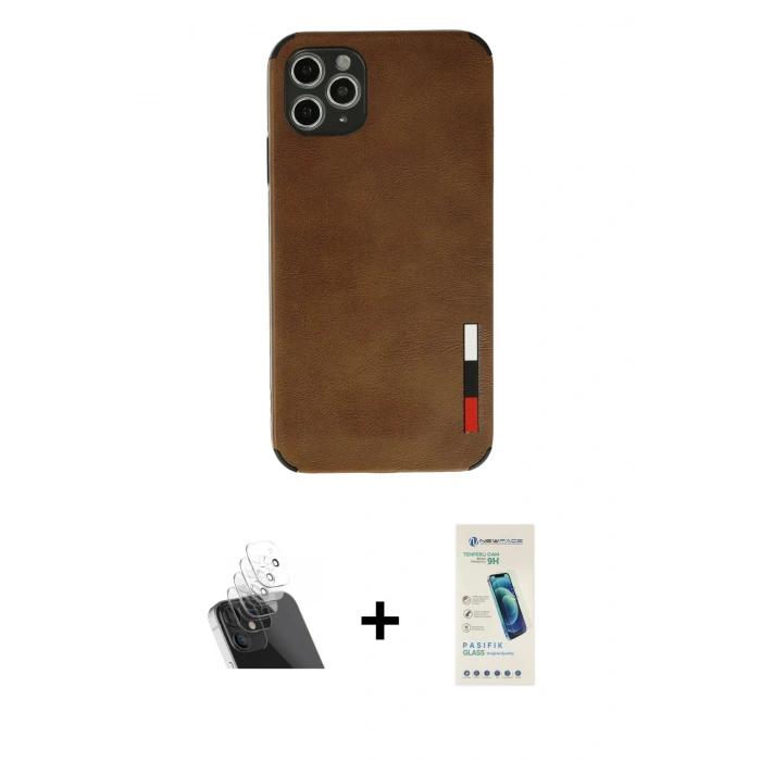 MARSİLYAN™- iPhone 11 Pro Max Kılıf Doruk Asil Koleksiyonu - Şeffaf Pasifik Cam Ekran Koruyucu + Kamera Lens Koruma Cam - SF