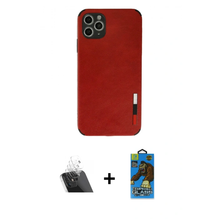 MARSİLYAN™- iPhone 11 Pro Max Kılıf Doruk Asil Koleksiyonu - Siyah 18D Cam Ekran Koruyucu + Kamera Lens Koruma Cam - SF