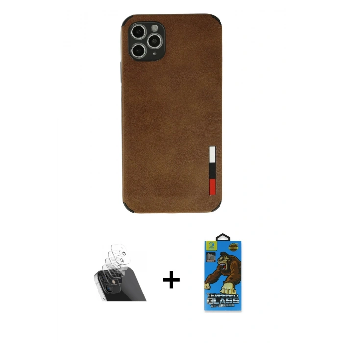 MARSİLYAN™- iPhone 11 Pro Max Kılıf Doruk Asil Koleksiyonu - Siyah 18D Cam Ekran Koruyucu + Kamera Lens Koruma Cam - SF