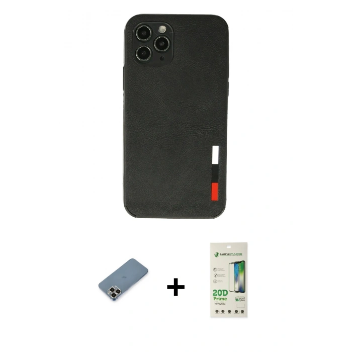 MARSİLYAN™- iPhone 11 Pro Max Kılıf Doruk Asil Koleksiyonu - Siyah 20D Premium Cam Ekran Koruyucu + Metal Kamera Lens Koruma Cam - GD