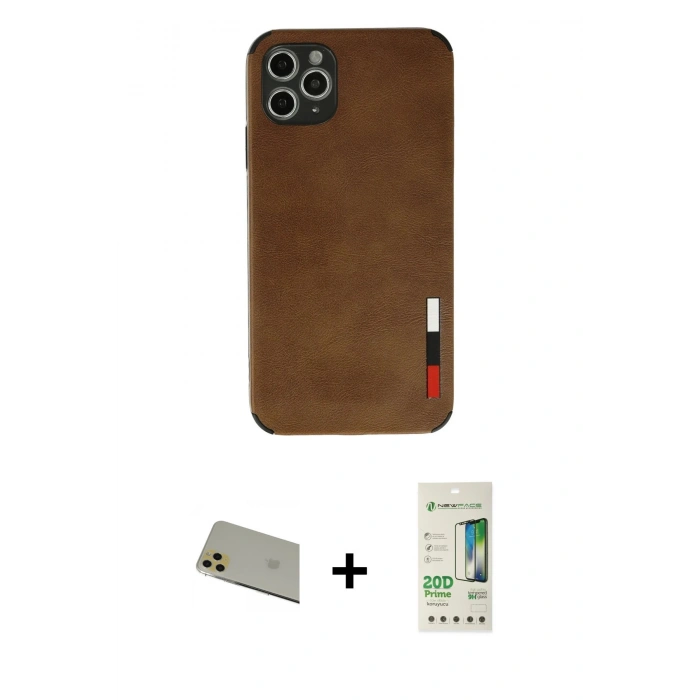 MARSİLYAN™- iPhone 11 Pro Max Kılıf Doruk Asil Koleksiyonu - Siyah 20D Premium Cam Ekran Koruyucu + Rainbow Kamera Lens Koruma Cam - GD