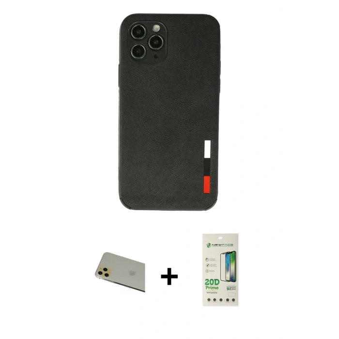 MARSİLYAN™- iPhone 11 Pro Max Kılıf Doruk Asil Koleksiyonu - Siyah 20D Premium Cam Ekran Koruyucu + Rainbow Kamera Lens Koruma Cam - GD
