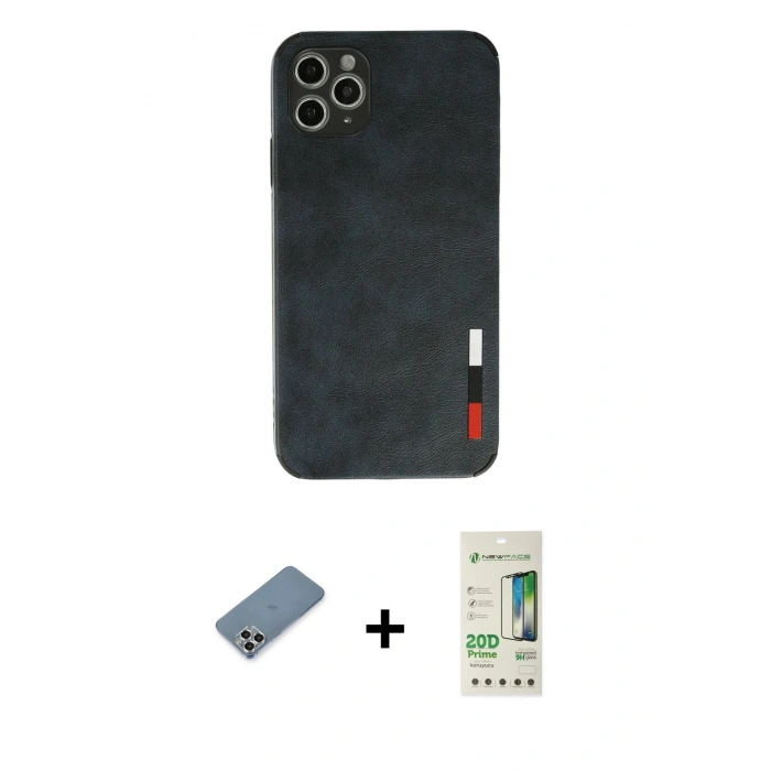 MARSİLYAN™- iPhone 11 Pro Max Kılıf Doruk Asil Koleksiyonu - Siyah 20D Premium Cam Ekran Koruyucu + Metal Kamera Lens Koruma Cam - GS