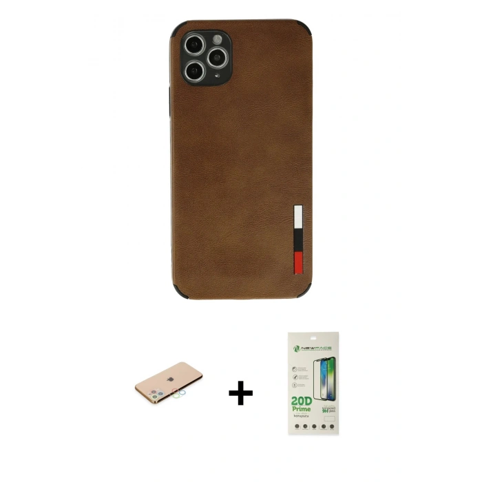 MARSİLYAN™- iPhone 11 Pro Max Kılıf Doruk Asil Koleksiyonu - Siyah 20D Premium Cam Ekran Koruyucu + Renkli Kamera Lens Koruma Cam - MI