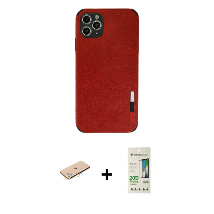 MARSİLYAN™- iPhone 11 Pro Max Kılıf Doruk Asil Koleksiyonu - Siyah 20D Premium Cam Ekran Koruyucu + Renkli Kamera Lens Koruma Cam - MI