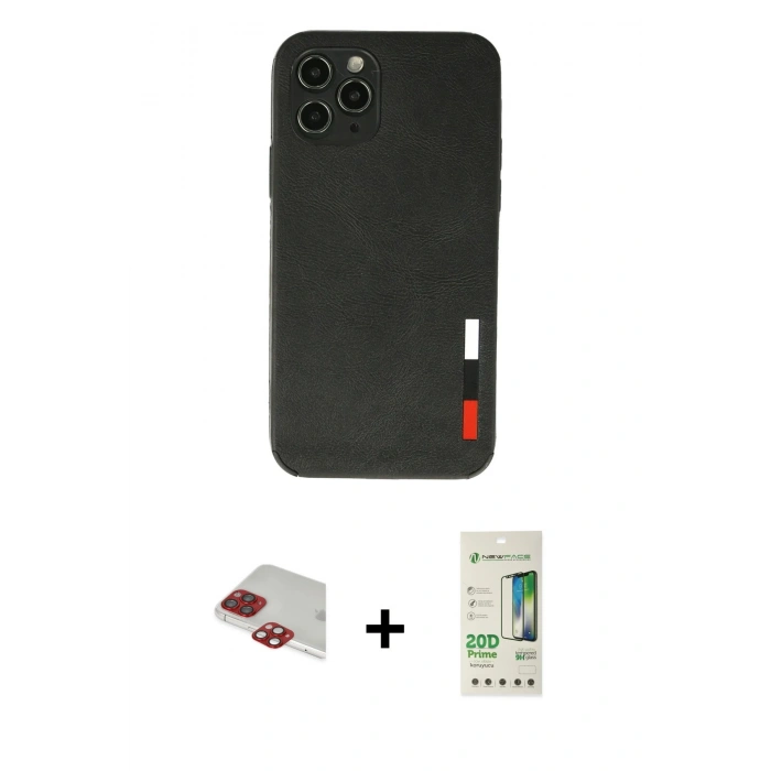 MARSİLYAN™- iPhone 11 Pro Max Kılıf Doruk Asil Koleksiyonu - Siyah 20D Premium Cam Ekran Koruyucu + Pers Alüminyum Kamera Lens - KI