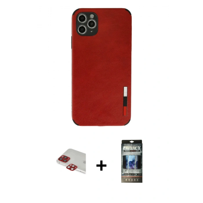 MARSİLYAN™- iPhone 11 Pro Max Kılıf Doruk Asil Koleksiyonu - Siyah 34D Hayalet Izgaralı Cam + Pers Alüminyum Kamera Lens - KI