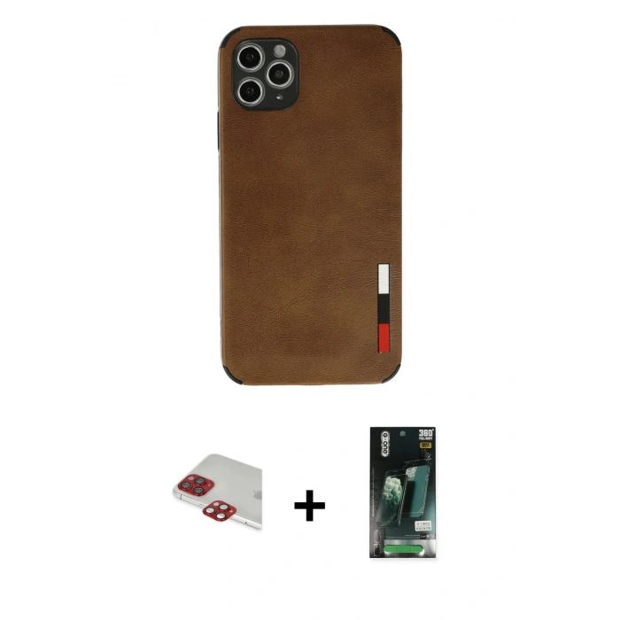 MARSİLYAN™- iPhone 11 Pro Max Kılıf Doruk Asil Koleksiyonu - Siyah 360 Mat Full Body Arka Koruyucu + Pers Alüminyum Kamera Lens - KI