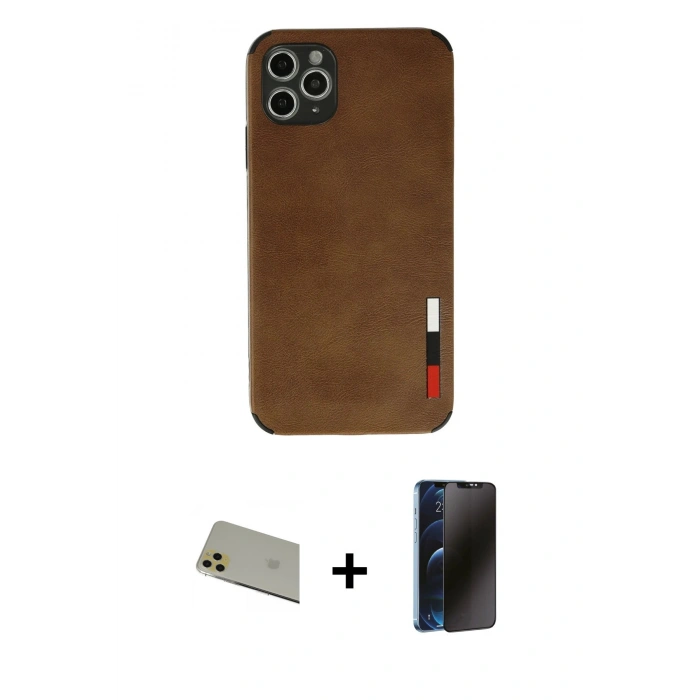 MARSİLYAN™- iPhone 11 Pro Max Kılıf Doruk Asil Koleksiyonu - Siyah 3D Antistatik Hayalet Cam Ekran Koruyucu + Rainbow Kamera Lens Koruma Cam - GD