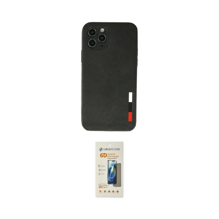 MARSİLYAN™- iPhone 11 Pro Max Kılıf Doruk Asil Koleksiyonu - Siyah 6D Mat Seramik Hayalet Nano Ekran Koruyucu