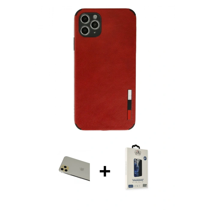 MARSİLYAN™- iPhone 11 Pro Max Kılıf Doruk Asil Koleksiyonu - Siyah Bilvis Hayalet Cam Ekran Koruyucu + Rainbow Kamera Lens Koruma Cam - GD