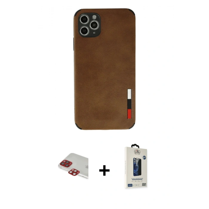 MARSİLYAN™- iPhone 11 Pro Max Kılıf Doruk Asil Koleksiyonu - Siyah Bilvis Hayalet Cam Ekran Koruyucu + Pers Alüminyum Kamera Lens - KI