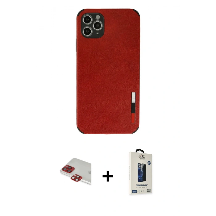 MARSİLYAN™- iPhone 11 Pro Max Kılıf Doruk Asil Koleksiyonu - Siyah Bilvis Hayalet Cam Ekran Koruyucu + Pers Alüminyum Kamera Lens - KI