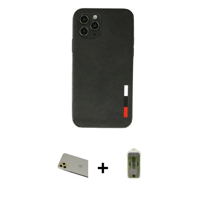 MARSİLYAN™- iPhone 11 Pro Max Kılıf Doruk Asil Koleksiyonu - Siyah Joko Magic 5D Hayalet Cam + Rainbow Kamera Lens Koruma Cam - GD