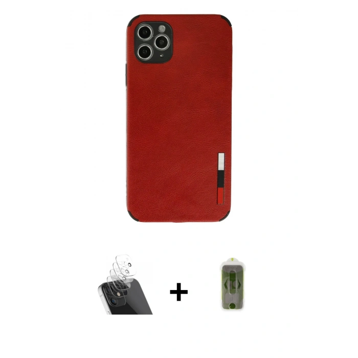 MARSİLYAN™- iPhone 11 Pro Max Kılıf Doruk Asil Koleksiyonu - Siyah Joko Magic 5D Hayalet Cam + Kamera Lens Koruma Cam - SF