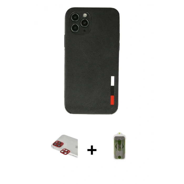 MARSİLYAN™- iPhone 11 Pro Max Kılıf Doruk Asil Koleksiyonu - Siyah Joko Magic 5D Hayalet Cam + Pers Alüminyum Kamera Lens - KI