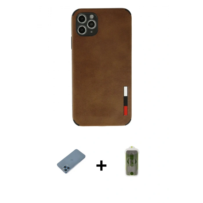 MARSİLYAN™- iPhone 11 Pro Max Kılıf Doruk Asil Koleksiyonu - Siyah Joko Magic 5D Hayalet Cam + Shine Kamera Lens Koruma Cam - MI