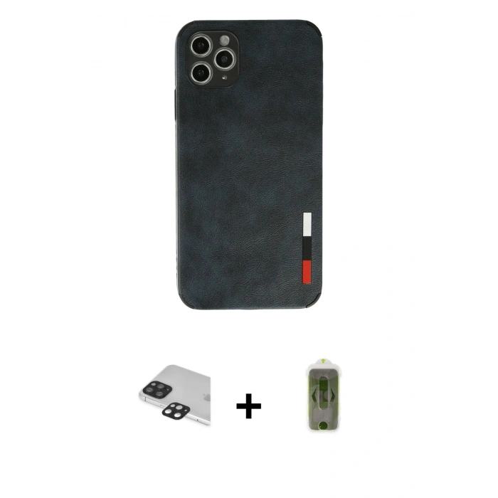 MARSİLYAN™- iPhone 11 Pro Max Kılıf Doruk Asil Koleksiyonu - Siyah Joko Magic 5D Hayalet Cam + Pers Alüminyum Kamera Lens - SH