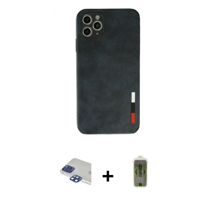 MARSİLYAN™- iPhone 11 Pro Max Kılıf Doruk Asil Koleksiyonu - Siyah Joko Magic 5D Hayalet Cam + Pers Alüminyum Kamera Lens - LT