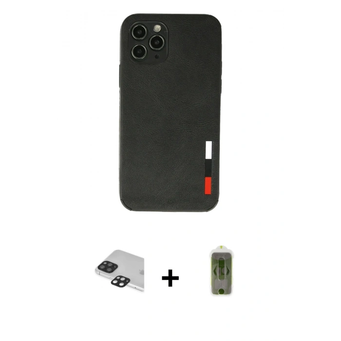 MARSİLYAN™- iPhone 11 Pro Max Kılıf Doruk Asil Koleksiyonu - Siyah Joko Magic 5D Hayalet Cam + Pers Alüminyum Kamera Lens - SH