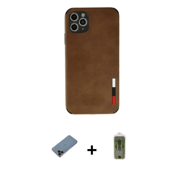 MARSİLYAN™- iPhone 11 Pro Max Kılıf Doruk Asil Koleksiyonu - Siyah Joko Magic 5D Hayalet Cam + Shine Kamera Lens Koruma Cam - SH