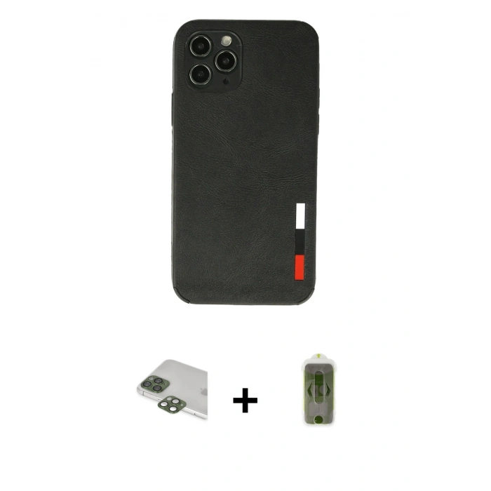 MARSİLYAN™- iPhone 11 Pro Max Kılıf Doruk Asil Koleksiyonu - Siyah Joko Magic 5D Hayalet Cam + Pers Alüminyum Kamera Lens - YL