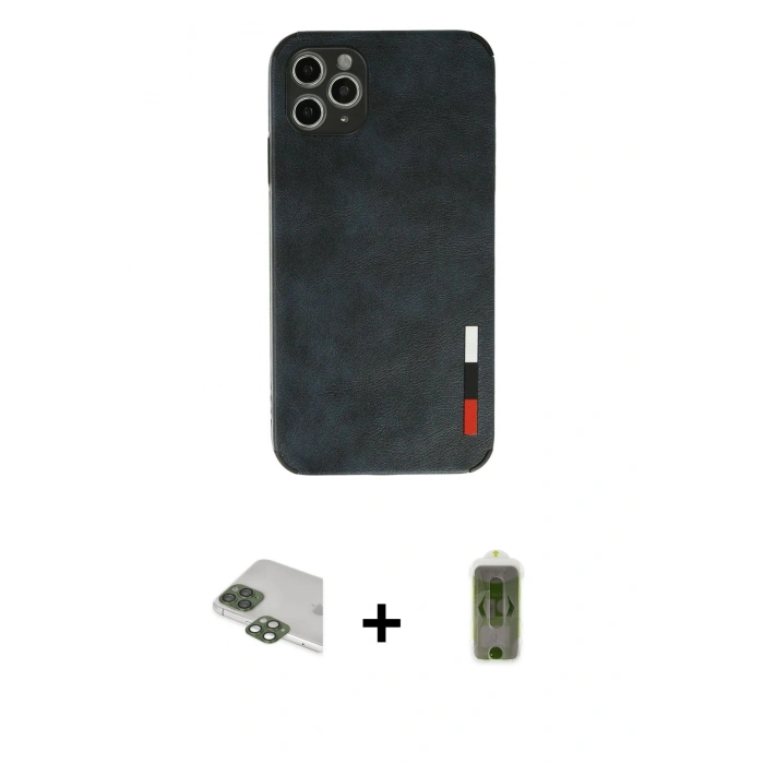 MARSİLYAN™- iPhone 11 Pro Max Kılıf Doruk Asil Koleksiyonu - Siyah Joko Magic 5D Hayalet Cam + Pers Alüminyum Kamera Lens - YL