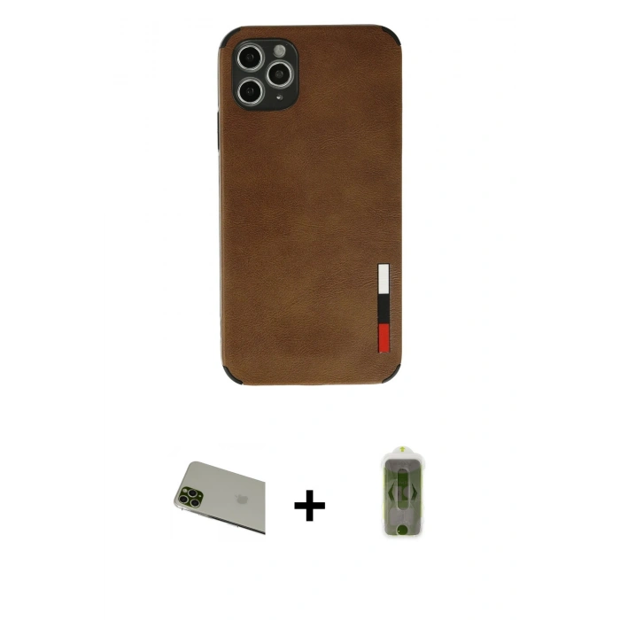 MARSİLYAN™- iPhone 11 Pro Max Kılıf Doruk Asil Koleksiyonu - Siyah Joko Magic 5D Hayalet Cam + Rainbow Kamera Lens Koruma Cam - YL