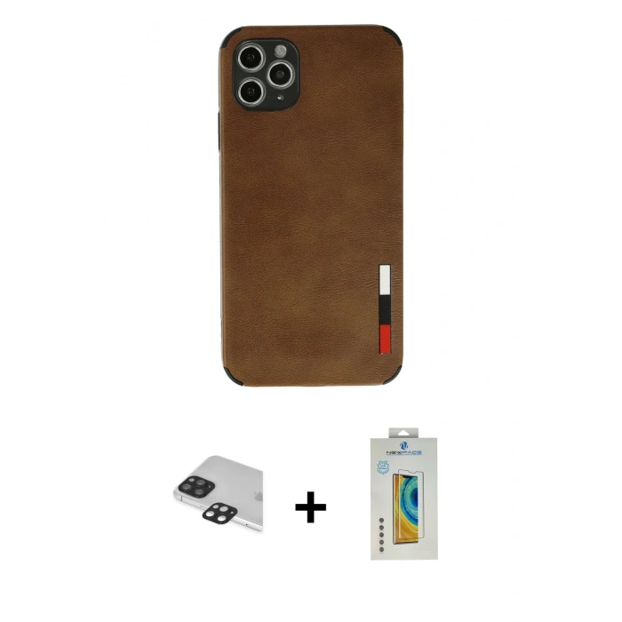 MARSİLYAN™- iPhone 11 Pro Max Kılıf Doruk Asil Koleksiyonu - Siyah Polymer Nano Ekran Koruyucu + Siyah Pers Alüminyum Kamera Lens