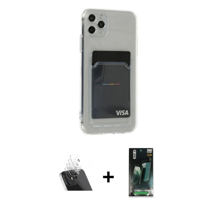 MARSİLYAN™- iPhone 11 Pro Max Kılıf Doruk Klasik Koleksiyonu - Şeffaf 360 Full Body Arka Koruyucu + Kamera Lens Koruma Cam - SF