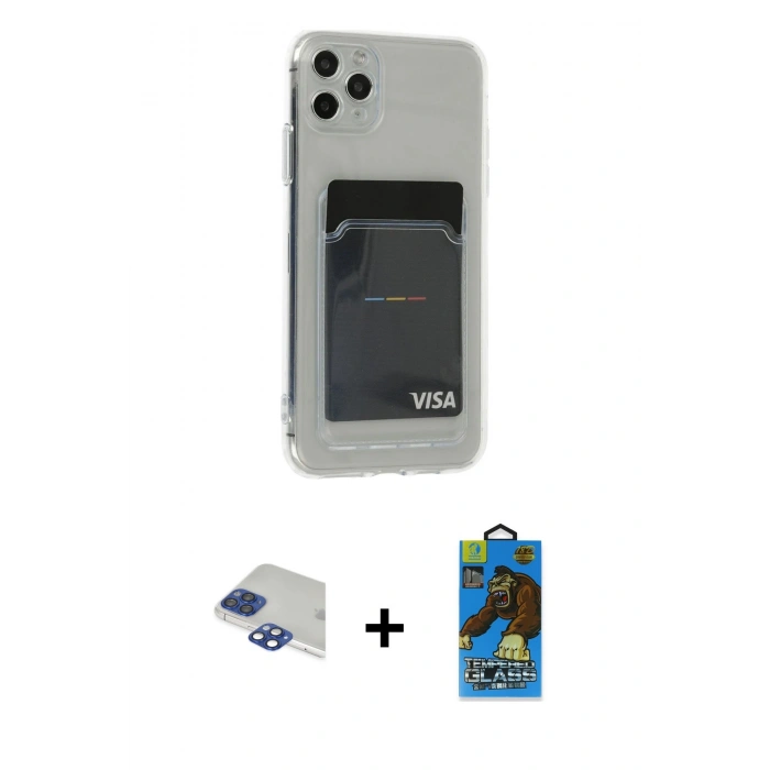 MARSİLYAN™- iPhone 11 Pro Max Kılıf Doruk Klasik Koleksiyonu - Siyah 18D Cam Ekran Koruyucu + Pers Alüminyum Kamera Lens - LT